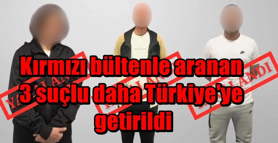 Kırmızı bültenle aranan  3 suçlu daha Türkiye