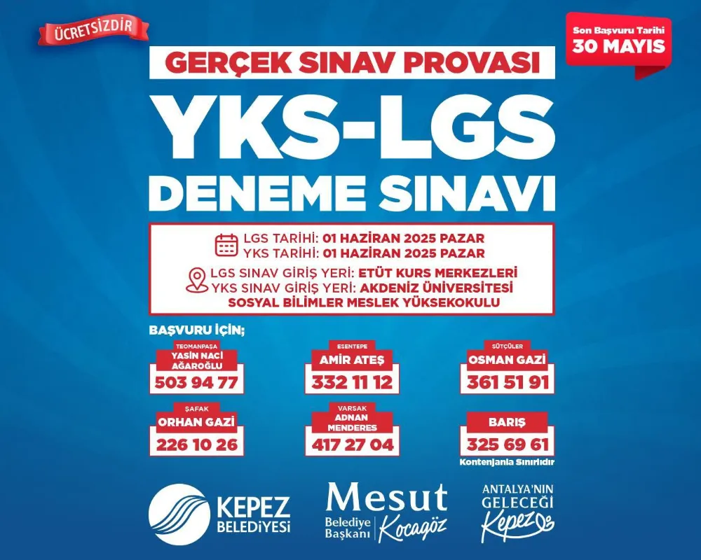 Kepez’den ücretsiz YKS ve LGS deneme sınavı fırsatı