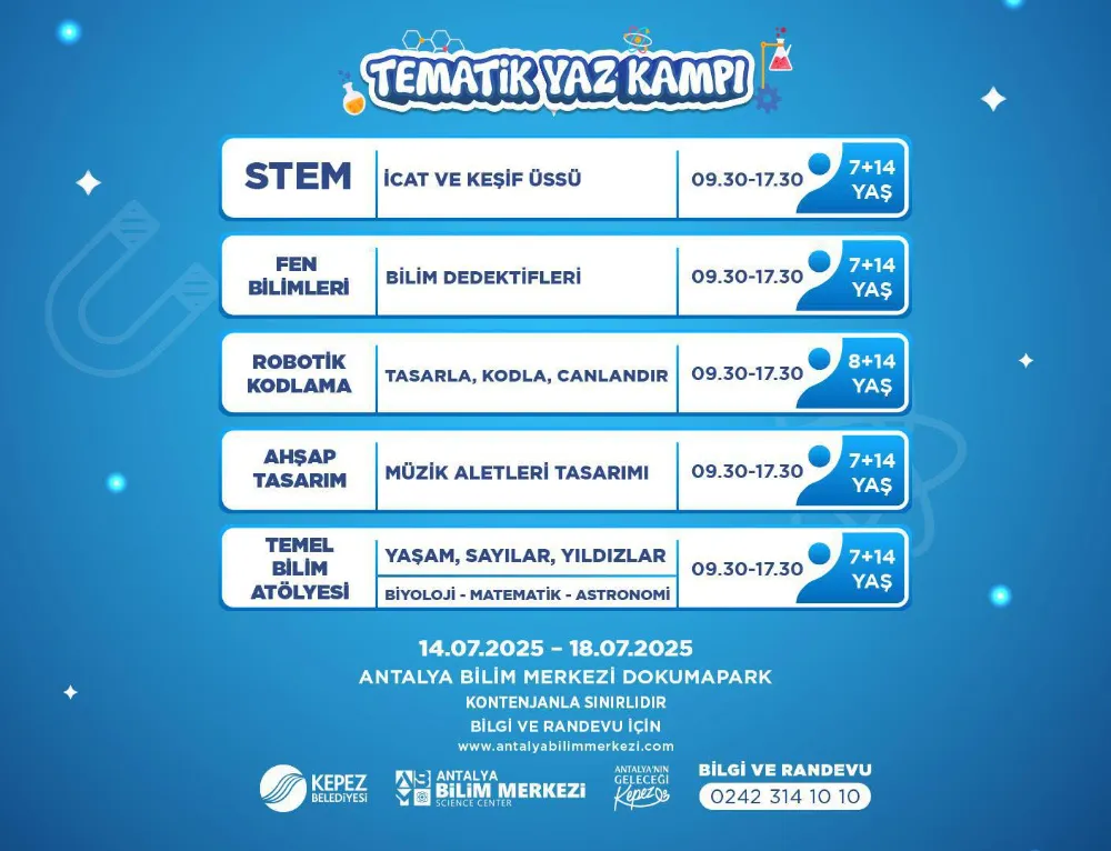 Kepez’in Tematik Yaz Kampında gelecek hafta