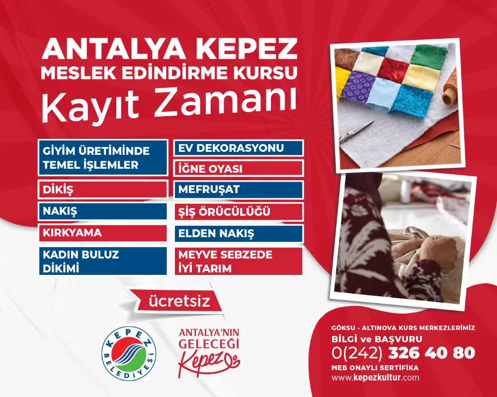 Antalya Kepez Meslek Edindirme Kursları’na yeni dönem kayıtları başladı  