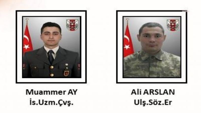 MSB: UZMAN ÇAVUŞ MUAMMER AY VE SÖZLEŞMELİ ER ALİ ARSLAN ŞEHİT OLDU